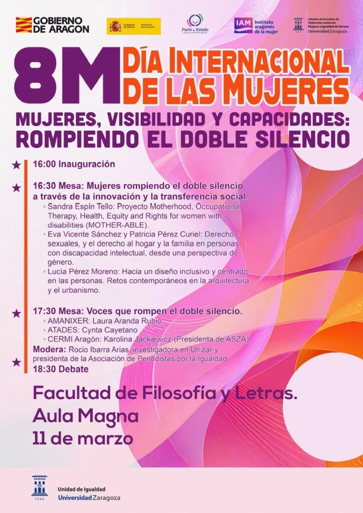 Cartel de la jornada “Mujeres, visibilidad y capacidades rompiendo el doble silencio”