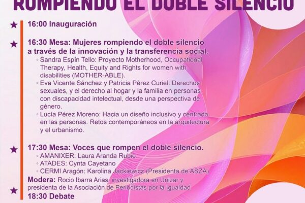 Cartel de la jornada “Mujeres, visibilidad y capacidades rompiendo el doble silencio”